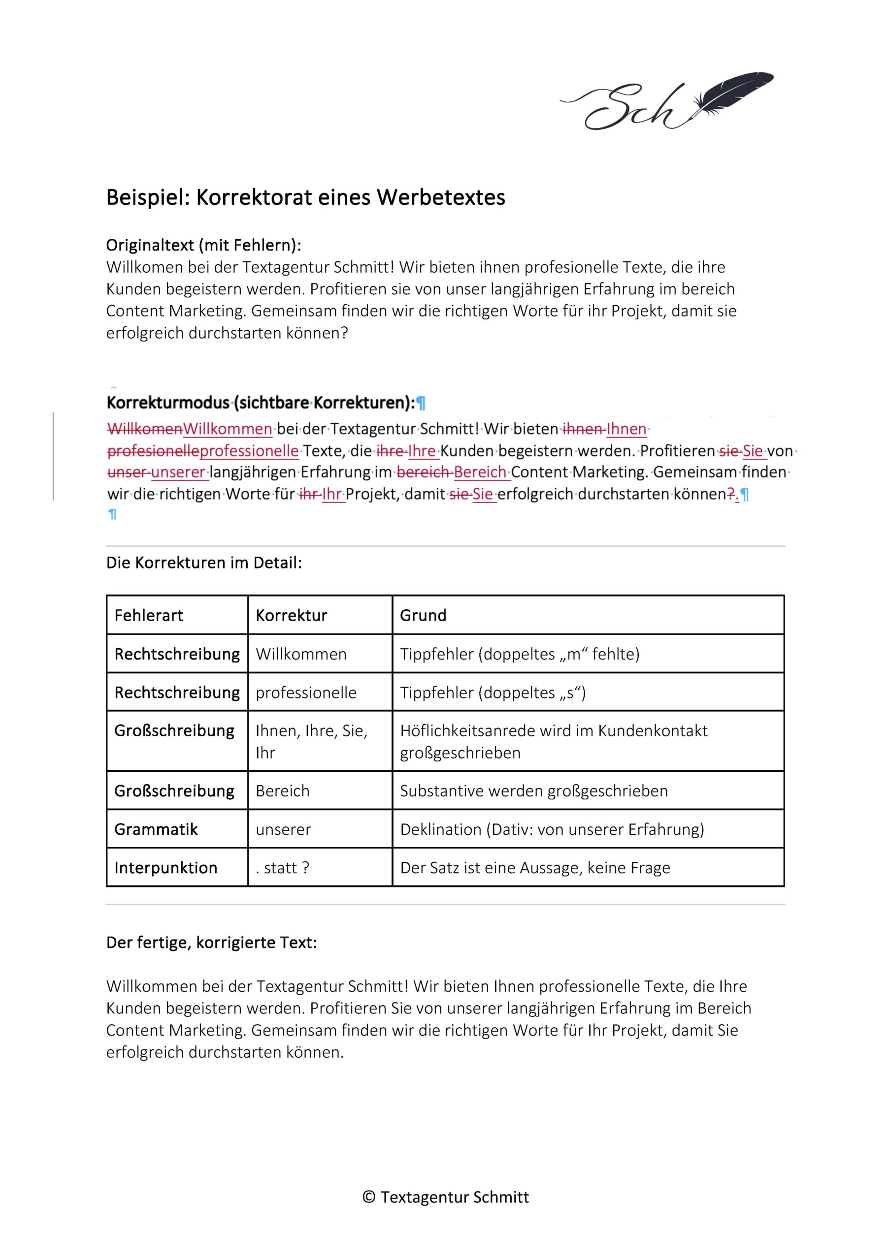 Beispiel aus dem Korrektors